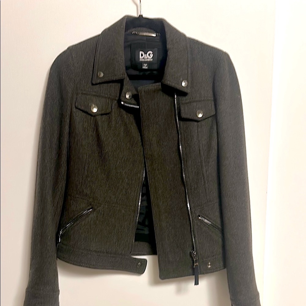 New 🔥 Dolce and Gabbana D&G Women's Wool Moto style Jacket size 36